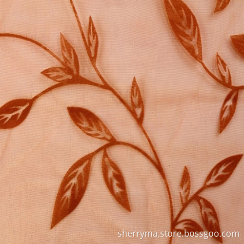 Famous brand elegance organza flocking floral fabric